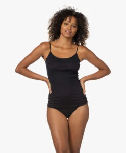 Hanro Cotton Seamless R-Hals Spaghetti Top - Zwart -Mode Kleding 220831 8a4486cb b795 4262 8cc3 ff3735d33a41