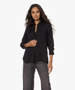 Vince Slim-Fit Stretch Zijden Blouse - Zwart -Mode Kleding 221011 5c85346b 3efb 46ee 89e0 0597a04e5d78