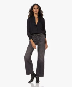 Vince Slim-Fit Stretch Zijden Blouse - Zwart -Mode Kleding 221011 c0a95d2b e637 4fb0 8ee9 a5d26cdd9481