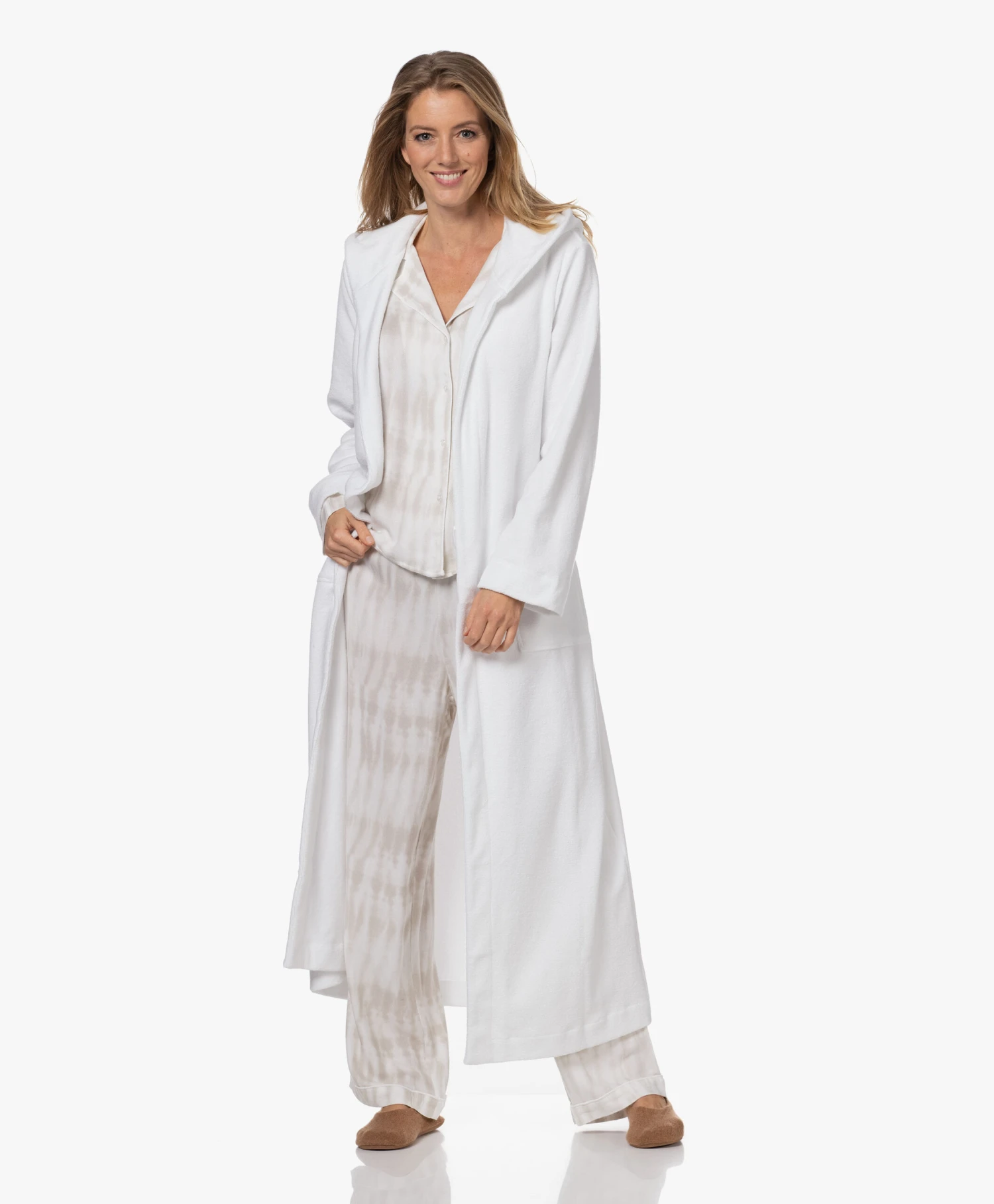 Hanro Robe Selection Enkellange Badjas Met Capuchon - Wit 2 Hanro Robe Selection Enkellange Badjas Met Capuchon - Wit - Afbeelding 2