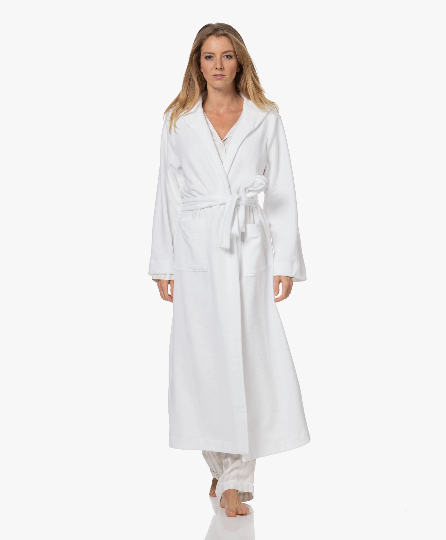 Hanro Robe Selection Enkellange Badjas Met Capuchon - Wit 1 Hanro Robe Selection Enkellange Badjas Met Capuchon - Wit