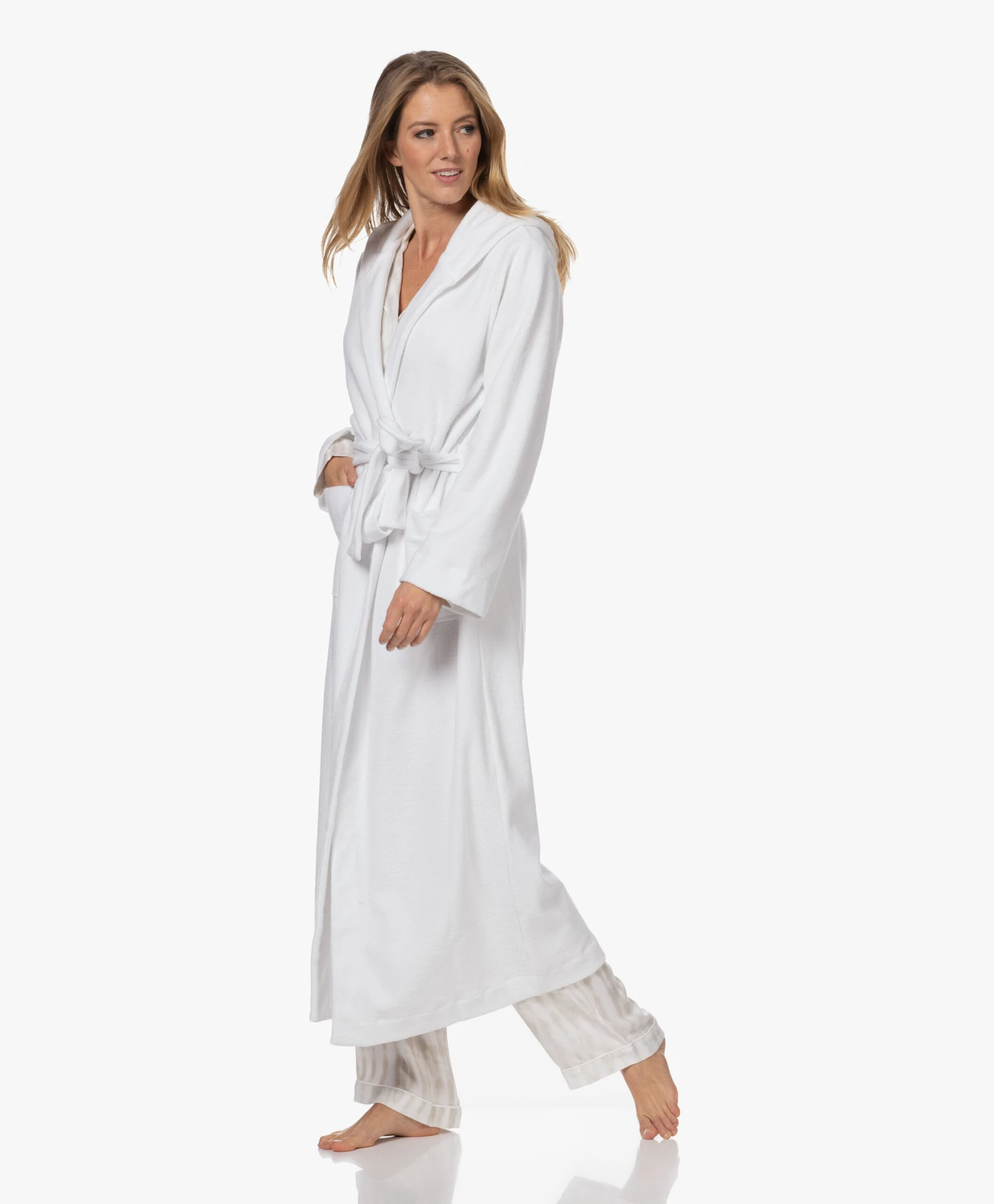 Hanro Robe Selection Enkellange Badjas Met Capuchon - Wit 6 Hanro Robe Selection Enkellange Badjas Met Capuchon - Wit - Afbeelding 6