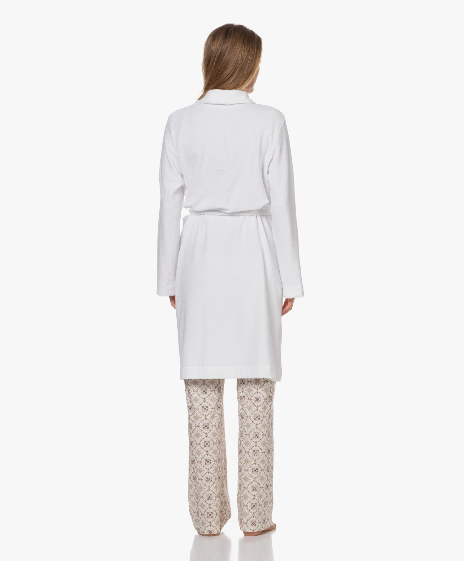 Hanro Robe Selection Fleece Pluche Badjas - Wit 4 Hanro Robe Selection Fleece Pluche Badjas - Wit - Afbeelding 4