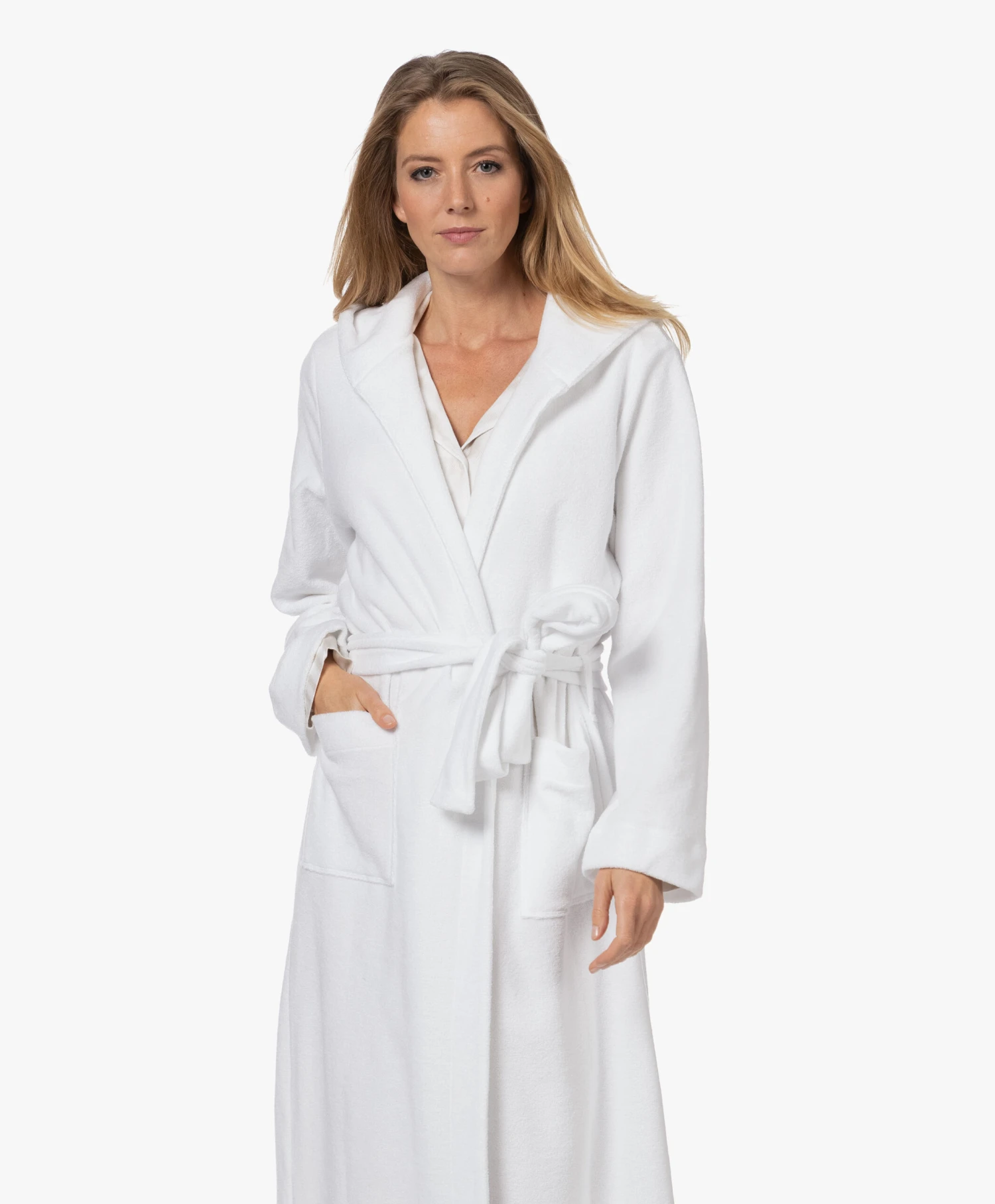 Hanro Robe Selection Enkellange Badjas Met Capuchon - Wit 3 Hanro Robe Selection Enkellange Badjas Met Capuchon - Wit - Afbeelding 3