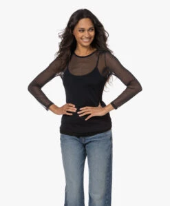 Hanro Smooth Illusion Tule Longsleeve T-Shirt - Zwart -Mode Kleding 221013 20441e66 e591 4440 8456 2ea34d440d52