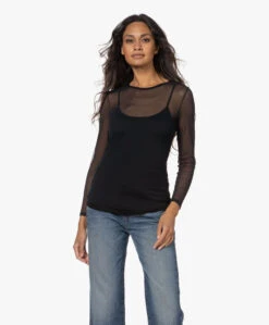 Hanro Smooth Illusion Tule Longsleeve T-Shirt - Zwart -Mode Kleding 221013 8c700c32 6faf 41d7 8bde 0501ccf98982