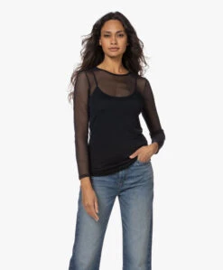 Hanro Smooth Illusion Tule Longsleeve T-Shirt - Zwart