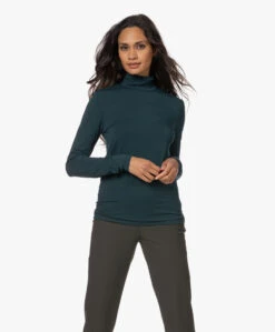 Plein Publique La Bambi Bamboe Colshirt Met Lange Mouwen - Dark Smaragd