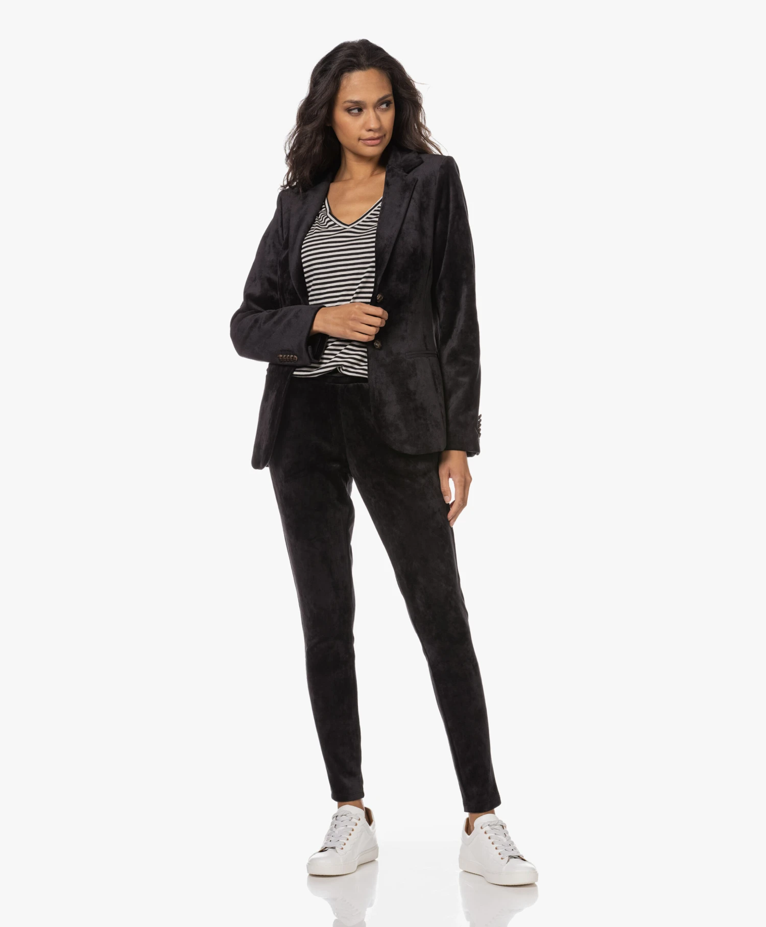 Woman By Earn Hannah Gestreept V-Hals T-Shirt - Zwart/Off-White 13 Woman By Earn Hannah Gestreept V-Hals T-Shirt - Zwart/Off-White - Afbeelding 13