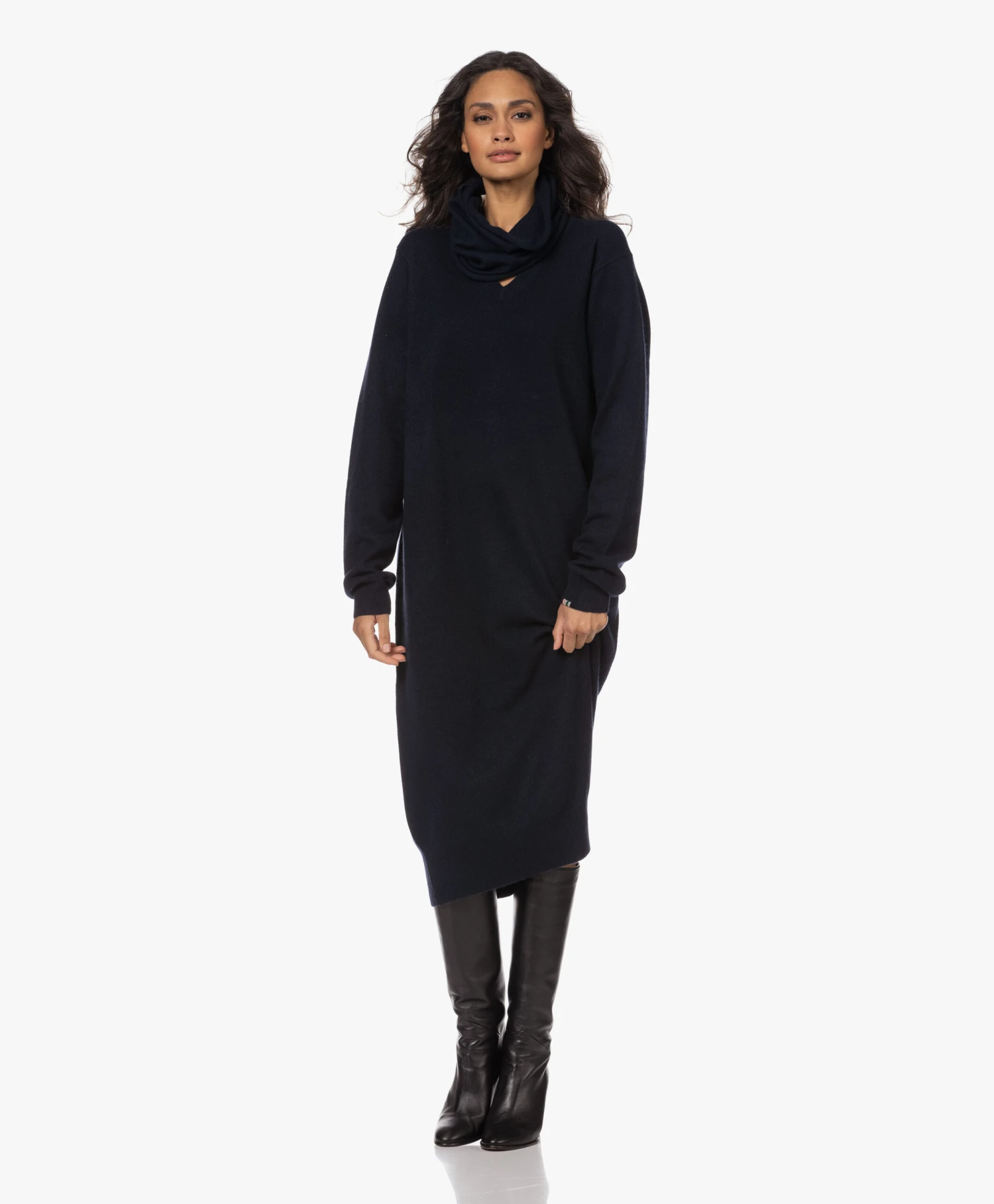 Extreme Cashmere N°187 Merlin Cashmeremix Midi Jurk - Navy 13 Extreme Cashmere N°187 Merlin Cashmeremix Midi Jurk - Navy - Afbeelding 13