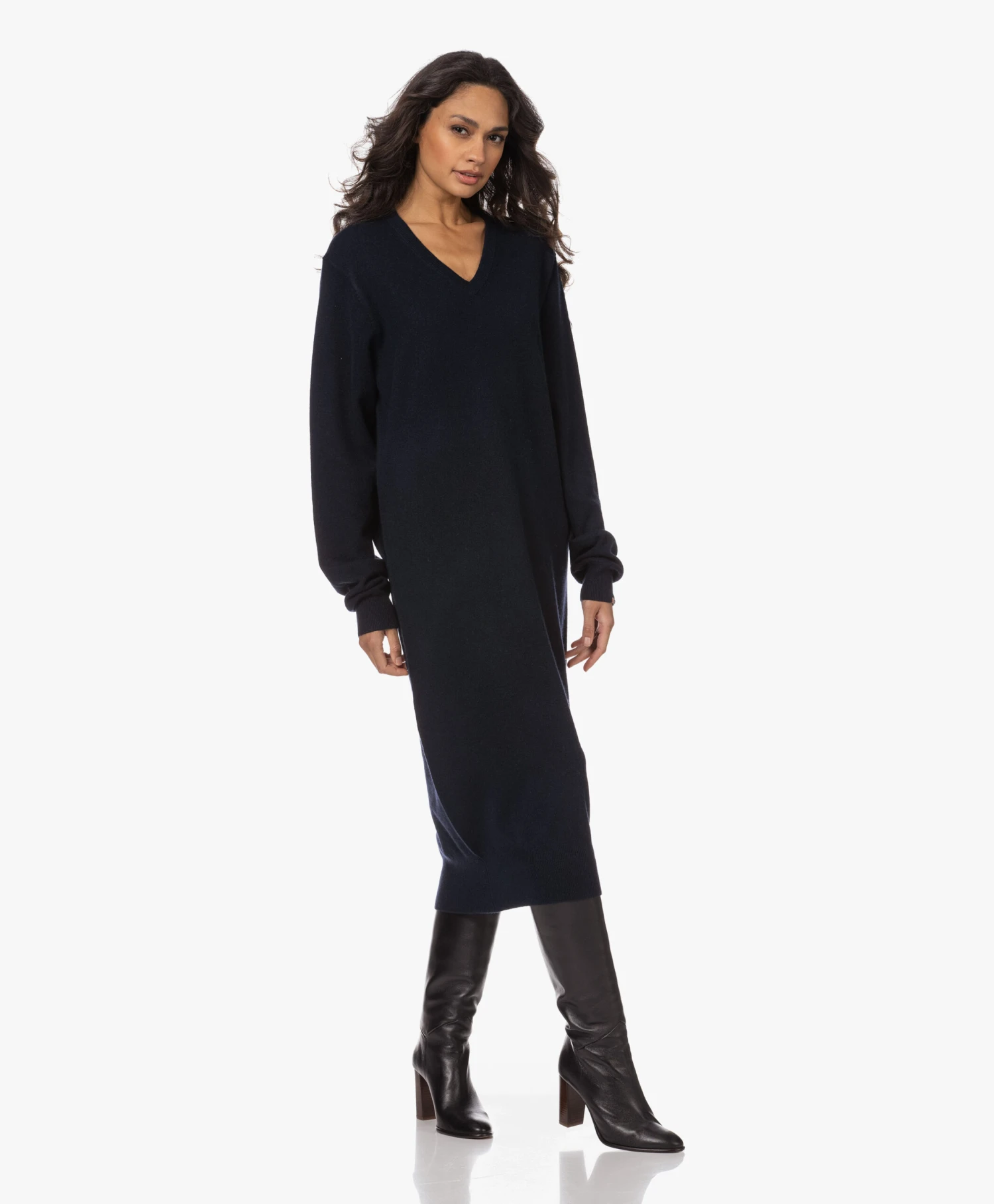 Extreme Cashmere N°187 Merlin Cashmeremix Midi Jurk - Navy 9 Extreme Cashmere N°187 Merlin Cashmeremix Midi Jurk - Navy - Afbeelding 9