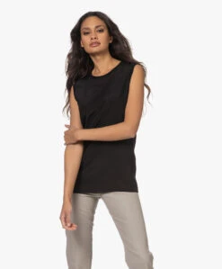 Joseph Bley Zijden Crêpe Mouwloze Blouse - Zwart