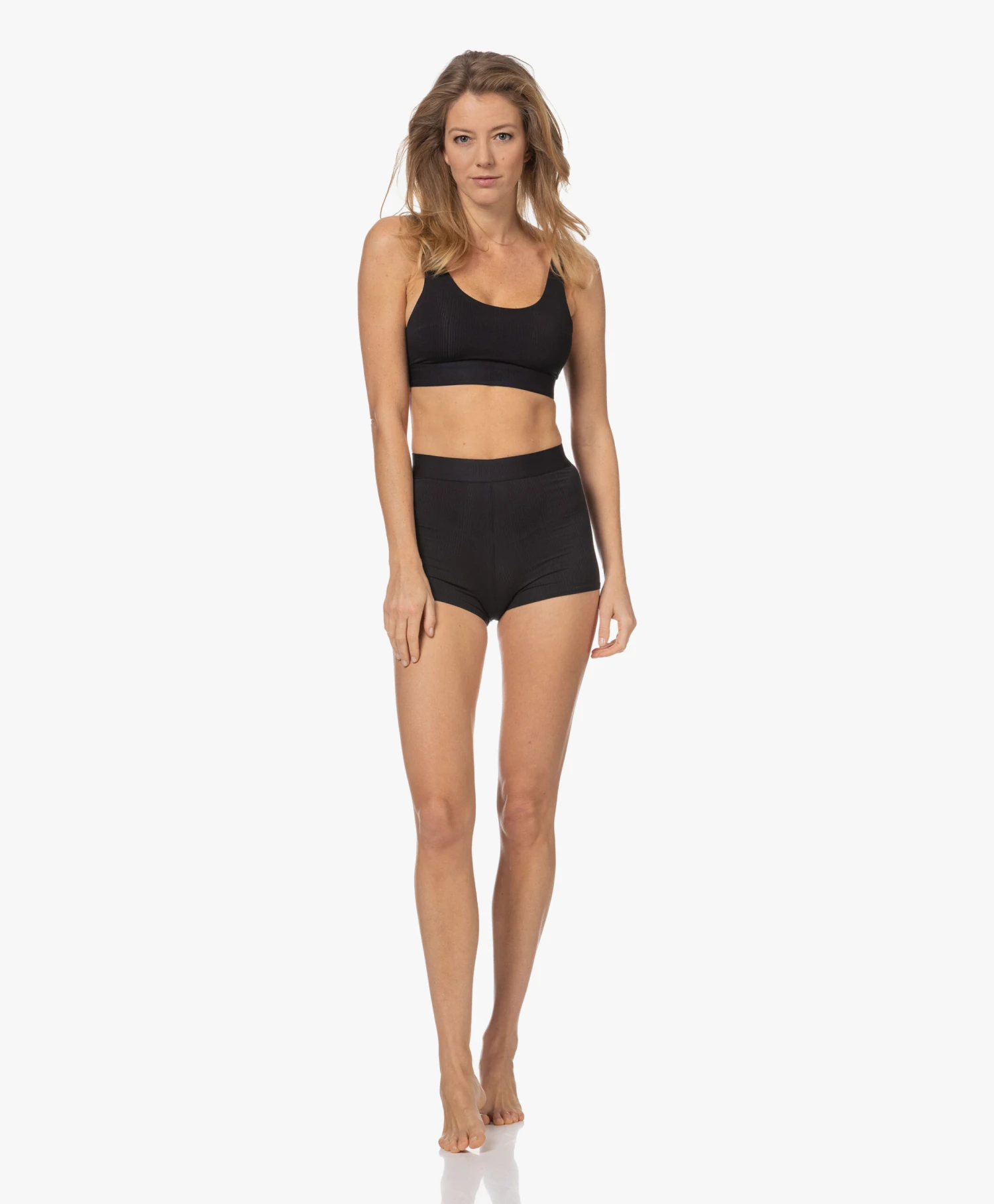 Wolford Beauty Cotton Rib Bike Short - Zwart 2 Wolford Beauty Cotton Rib Bike Short - Zwart - Afbeelding 2