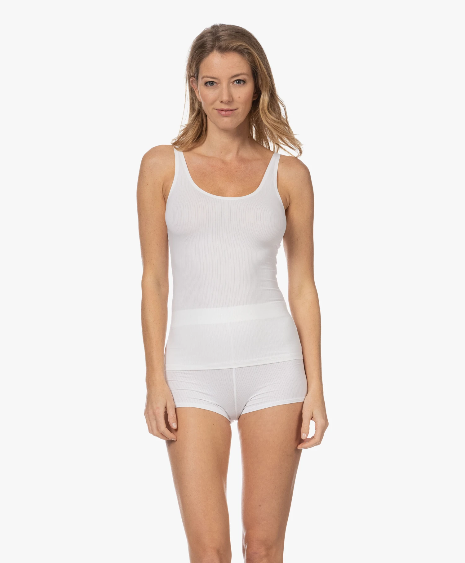 Wolford Beauty Cotton Rib Tanktop - Pearl 1 Wolford Beauty Cotton Rib Tanktop - Pearl