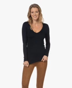 Majestic Filatures Soft Touch V-Hals Longsleeve - Marine -Mode Kleding 221124 e0dce43d b50d 4d70 a037 394a35b894b3