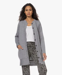 Sibin/Linnebjerg Paula Merinowolmix Doorknoopvest - Sweat Grey