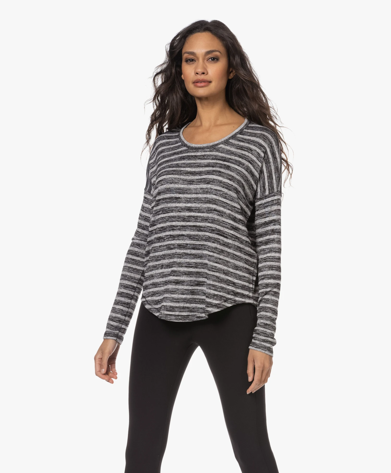 Rag & Bone The Knit Gestreepte Viscosemix Longsleeve - Grijs Mêlee/Zwart 8 Rag & Bone The Knit Gestreepte Viscosemix Longsleeve - Grijs Mêlee/Zwart - Afbeelding 8