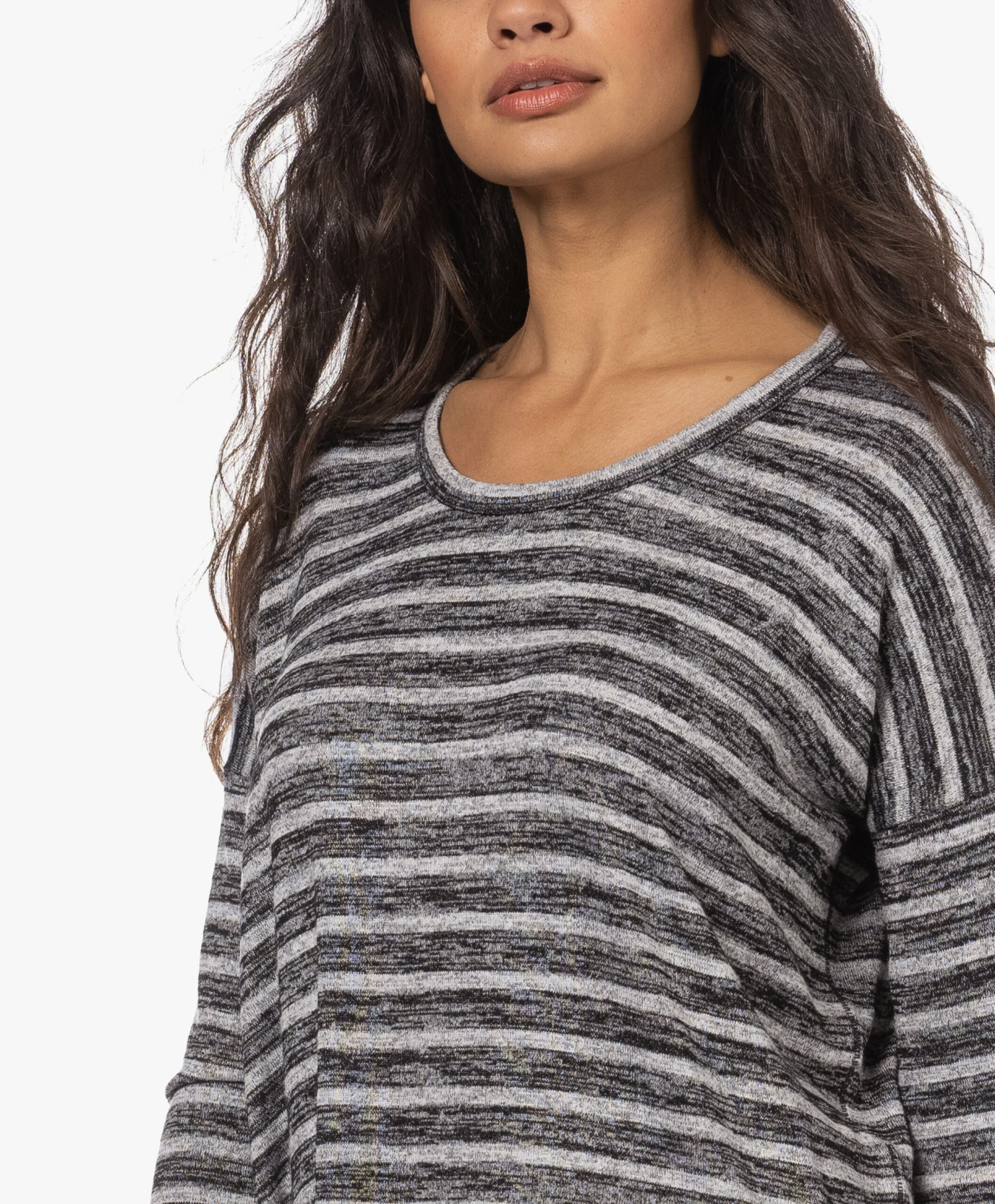 Rag & Bone The Knit Gestreepte Viscosemix Longsleeve - Grijs Mêlee/Zwart 7 Rag & Bone The Knit Gestreepte Viscosemix Longsleeve - Grijs Mêlee/Zwart - Afbeelding 7