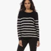 Sibin/Linnebjerg Piper Gestreepte Merino Trui - Zwart/Off-White