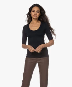 Majestic Filatures Soft Touch Ronde Hals T-Shirt - Marine -Mode Kleding 221213 fabd177b 3e45 4a10 b94a ff5fbe94270a