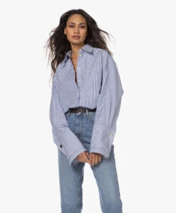 Róhe Gestreepte Overhemdblouse Met Dubbele Manchetten - Classic Stripe