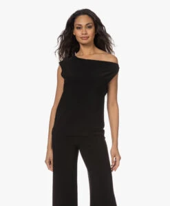 Norma Kamali Drop Shoulder Tech Jersey Top - Zwart