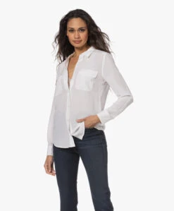 Equipment Slim Signature Gewassen Zijden Blouse - Bright White