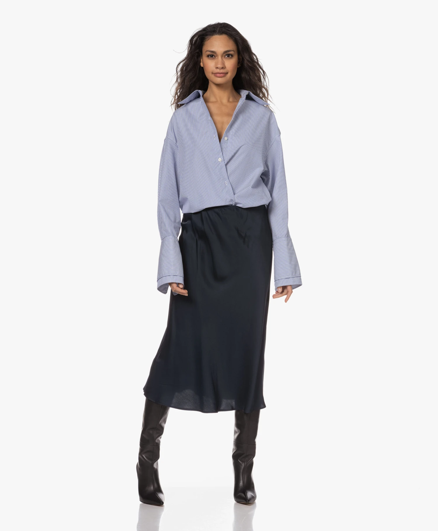 Róhe Gestreepte Overhemdblouse Met Dubbele Manchetten - Classic Stripe 13 Róhe Gestreepte Overhemdblouse Met Dubbele Manchetten - Classic Stripe - Afbeelding 13