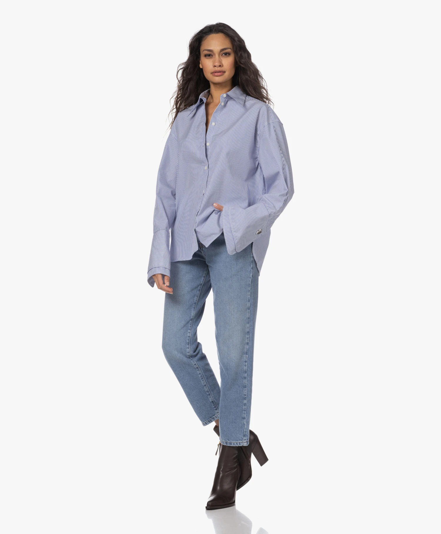 Róhe Gestreepte Overhemdblouse Met Dubbele Manchetten - Classic Stripe 9 Róhe Gestreepte Overhemdblouse Met Dubbele Manchetten - Classic Stripe - Afbeelding 9