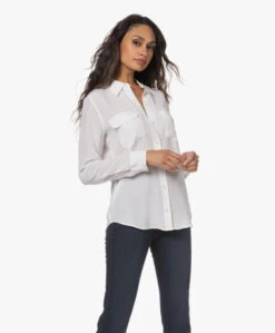Equipment Slim Signature Gewassen Zijden Blouse - Bright White -Mode Kleding 221220 d2d2950b 399c 4bac a91e dee6785382ec
