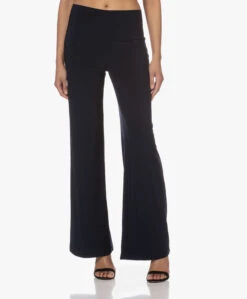 Norma Kamali Tech Jersey Wijde Pijpen Broek - Midnight