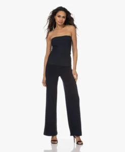 Norma Kamali Tech Jersey Wijde Pijpen Broek - Midnight -Mode Kleding 230110 612123db 2bcd 482a 8560 4e2f5f094921