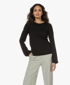 Plein Publique La Coeur Merino Wollen Trui - Zwart
