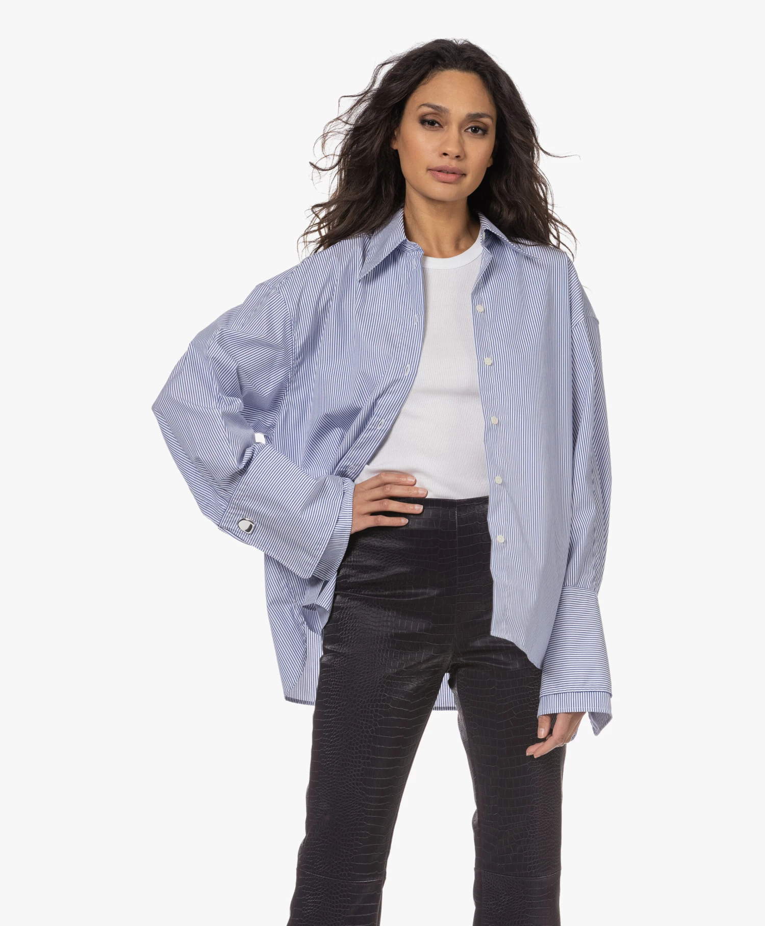 Róhe Gestreepte Overhemdblouse Met Dubbele Manchetten - Classic Stripe 3 Róhe Gestreepte Overhemdblouse Met Dubbele Manchetten - Classic Stripe - Afbeelding 3