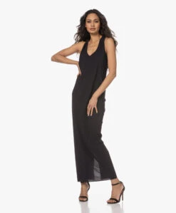 Japantky Ryos Mouwloze Travel Jersey Jurk - Diepzwart