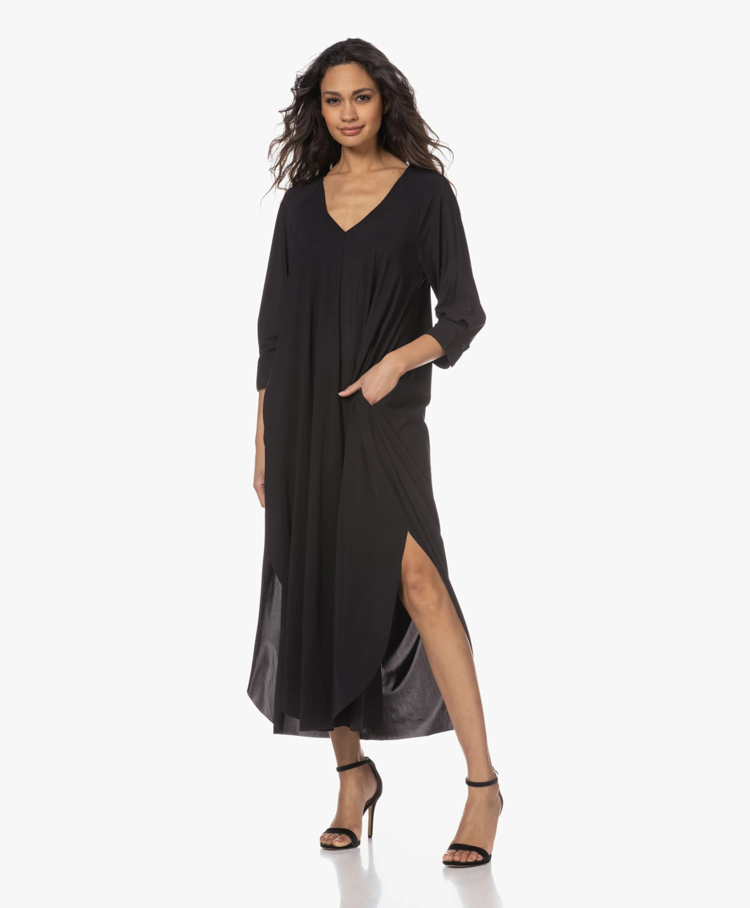 Japantky Iwao Travel Jersey Maxi A-Lijn Jurk - Diepzwart 5 Japantky Iwao Travel Jersey Maxi A-Lijn Jurk - Diepzwart - Afbeelding 5