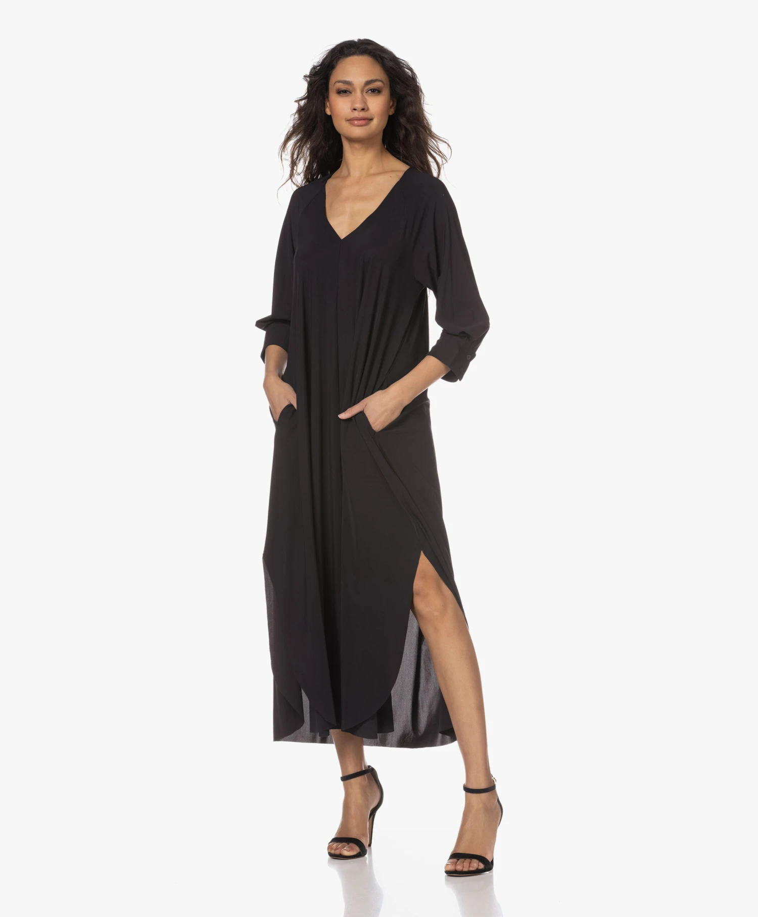 Japantky Iwao Travel Jersey Maxi A-Lijn Jurk - Diepzwart 2 Japantky Iwao Travel Jersey Maxi A-Lijn Jurk - Diepzwart - Afbeelding 2