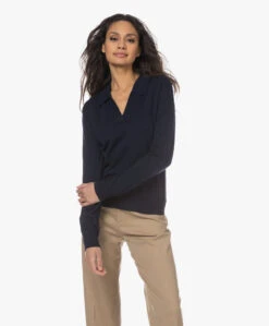 Closed Wol-Cashmere Gebreide Polo Trui - Dark Night