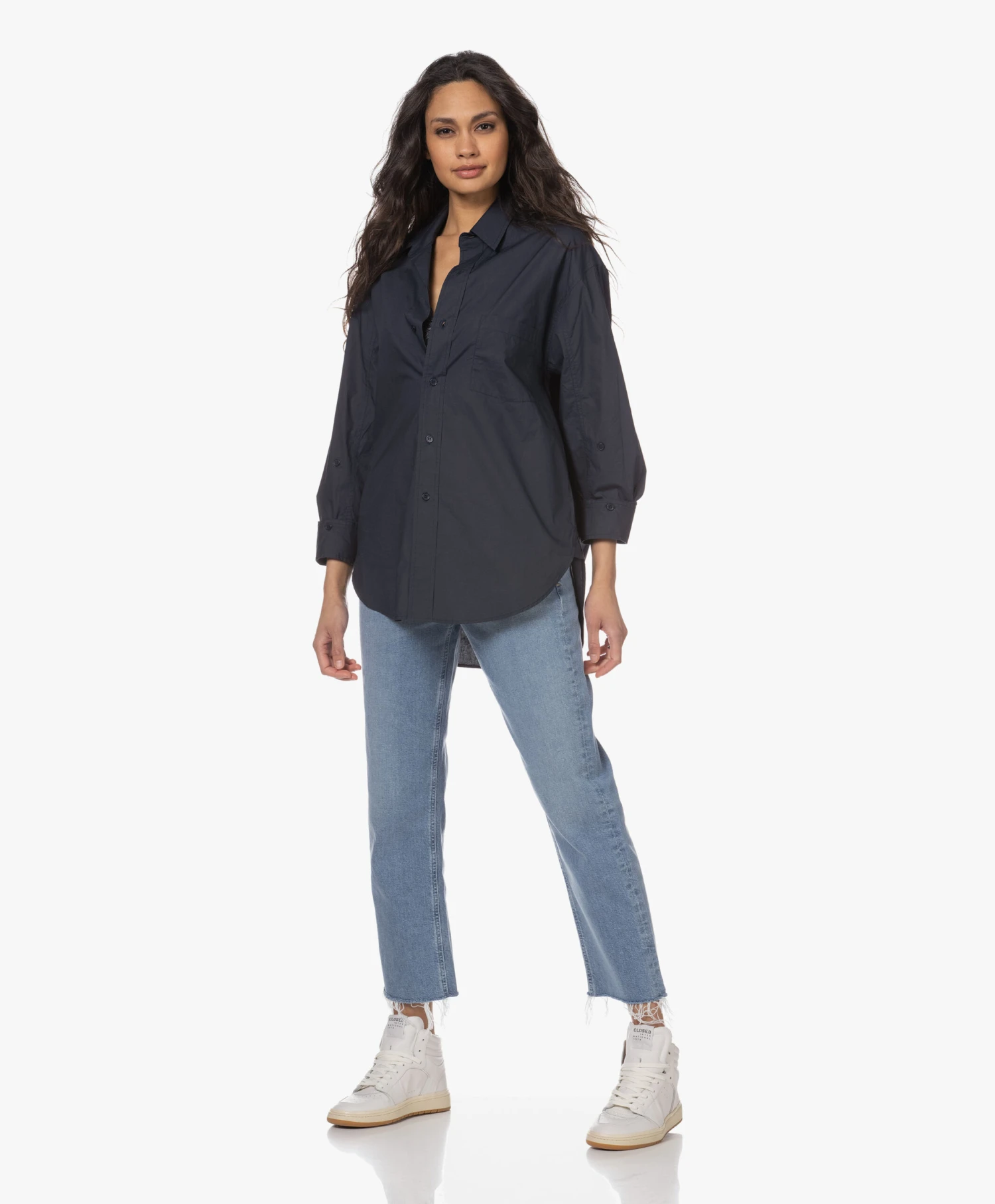 Citizens Of Humanity Kayla Katoenen Poplin Overhemdblouse - Navy 2 Citizens Of Humanity Kayla Katoenen Poplin Overhemdblouse - Navy - Afbeelding 2