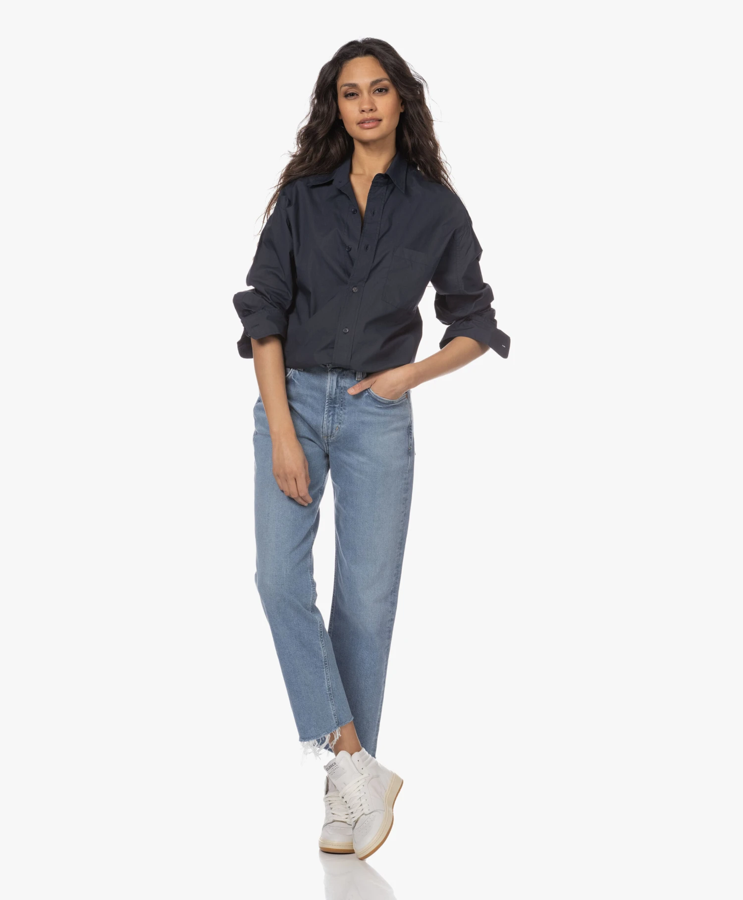 Citizens Of Humanity Kayla Katoenen Poplin Overhemdblouse - Navy 9 Citizens Of Humanity Kayla Katoenen Poplin Overhemdblouse - Navy - Afbeelding 9