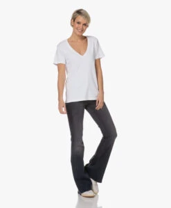 Denham Ramona Katoenen V-Hals T-Shirt - Wit -Mode Kleding 230130 00a66ba7 bb76 4370 80fe 0e2c3112880a