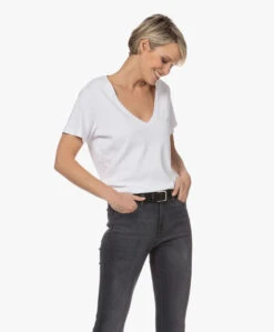 Denham Ramona Katoenen V-Hals T-Shirt - Wit -Mode Kleding 230130 5e502906 bcbc 476c b1ed cd99b7b1f347