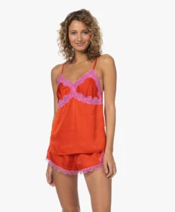 Love Stories Pandora Satijnen Top Met Kant - Rood