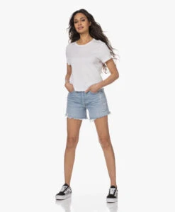 Agolde Drew Modal En Supima Katoenen T-Shirt - Wit -Mode Kleding 230213 1a832bd2 a734 4828 a9af 68fcacf73b66