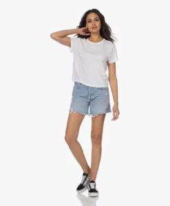 Agolde Drew Modal En Supima Katoenen T-Shirt - Wit -Mode Kleding 230213 bc126a4e 7024 493f 94a6 d7f7788ab4a7