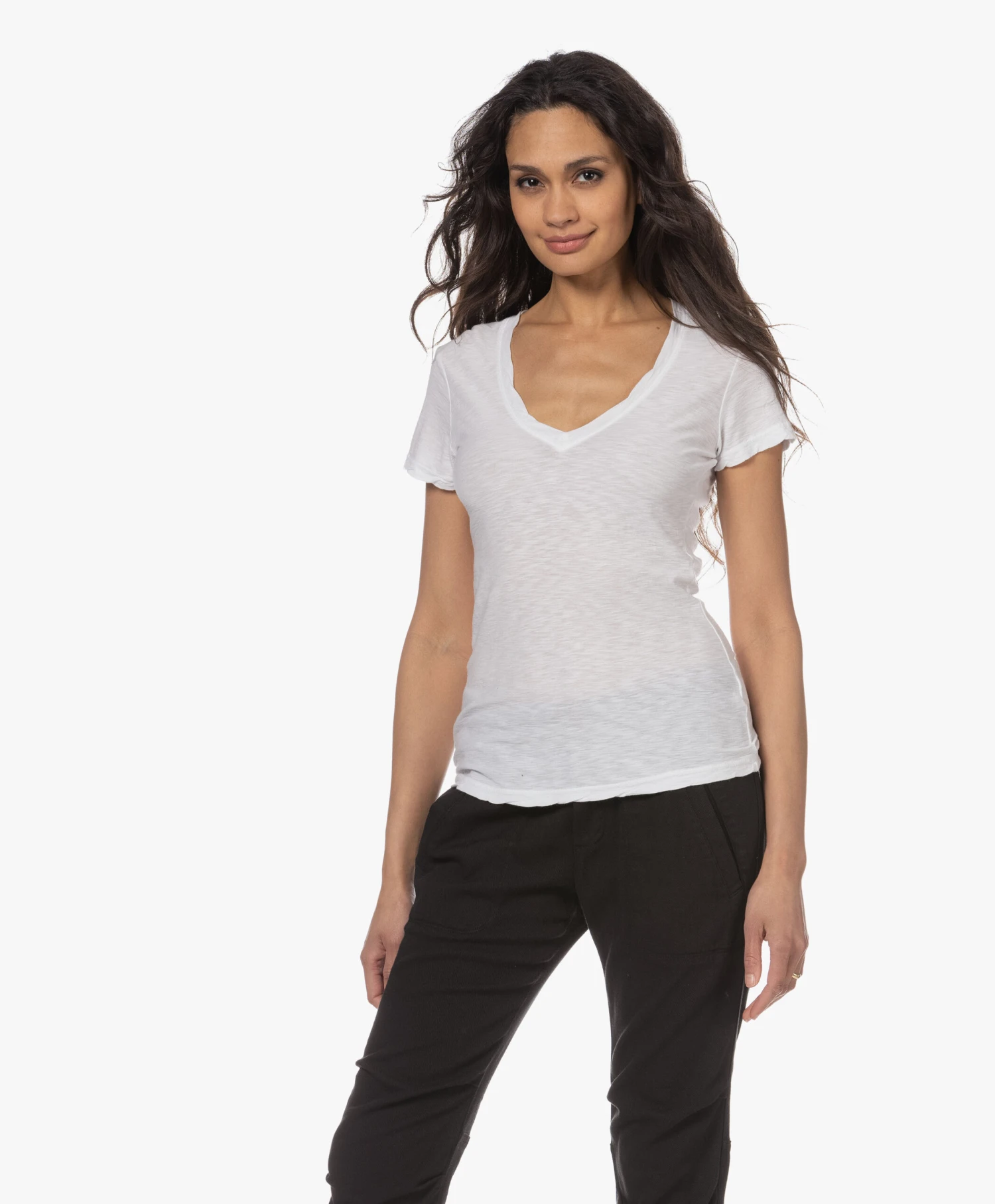 James Perse Slub Jersey V-Hals T-Shirt - Wit 3 James Perse Slub Jersey V-Hals T-Shirt - Wit - Afbeelding 3