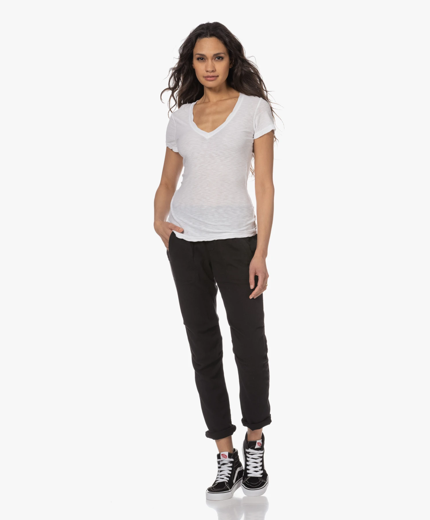 James Perse Slub Jersey V-Hals T-Shirt - Wit 10 James Perse Slub Jersey V-Hals T-Shirt - Wit - Afbeelding 10