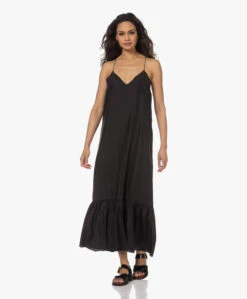 Pomandère Zijden Maxi Jurk - Zwart