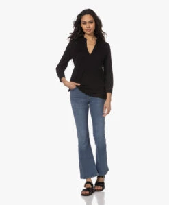Majestic Filatures Splithals Jersey Blouse - Zwart -Mode Kleding 230228 02a87d4d 2a41 443e bba2 0ee7c7431e18