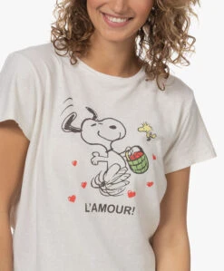 Re/Done Classic L'Amour Snoopy Print T-Shirt - Vintage White -Mode Kleding 230301 6552f3af 38a5 444d 8f22 871af7713e91